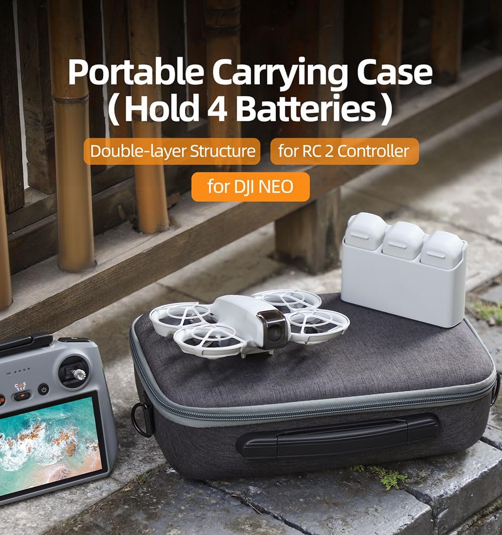 Harte Tragetasche für DJI Neo, kompatibel mit RC 2, Reise-Schutz-Umhängetasche und Zubehör