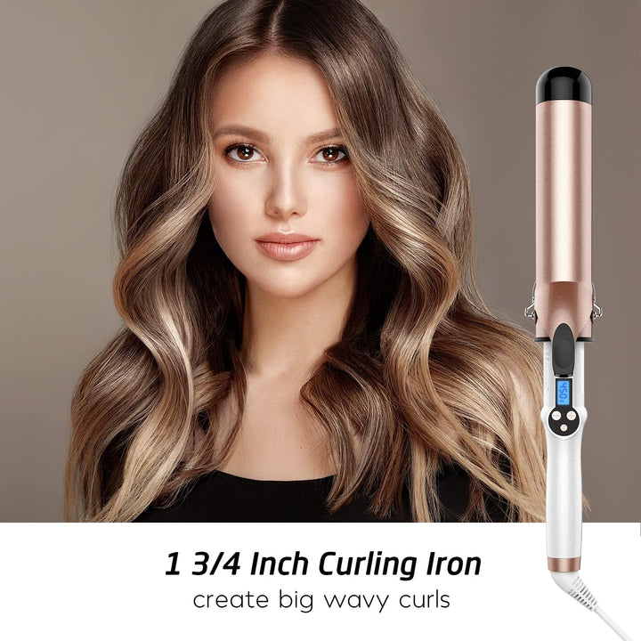 Hoson 45mm Lockenstab Pro Curl, Keramik Turmalin Beschichtung Lockenstab, LCD Display 9 Hitzeeinstel