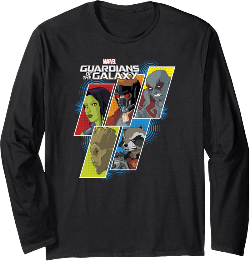 Marvel Guardians Of The Galaxy Cartoon Slanted Panels Langarmshirt