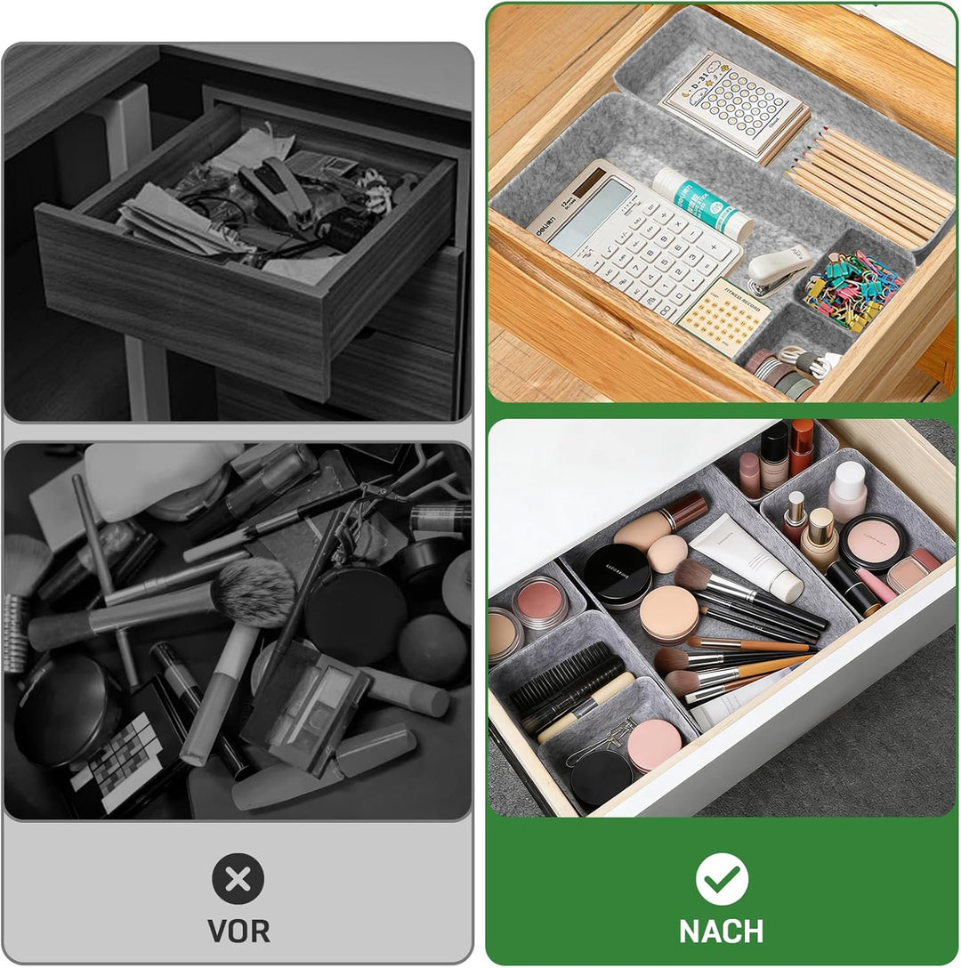 8 Stück Schubladen Organizer, Stapelbare Filz-Aufbewahrungsboxen, Schubladen Ordnungssystem für Schr