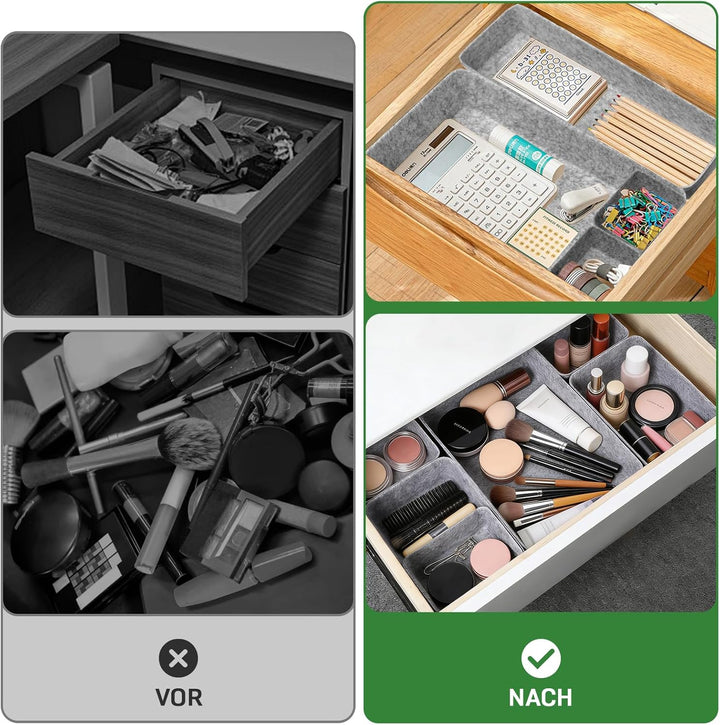8 Stück Schubladen Organizer, Stapelbare Filz-Aufbewahrungsboxen, Schubladen Ordnungssystem für Schr