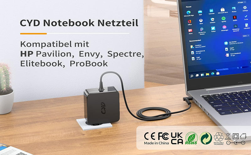 CYD 19.5V 2.31A 45W Notebook-Netzteil für HP-Ladekabel-Laptop HP Pavilion x360 x2 11 13 14 15 17 M1