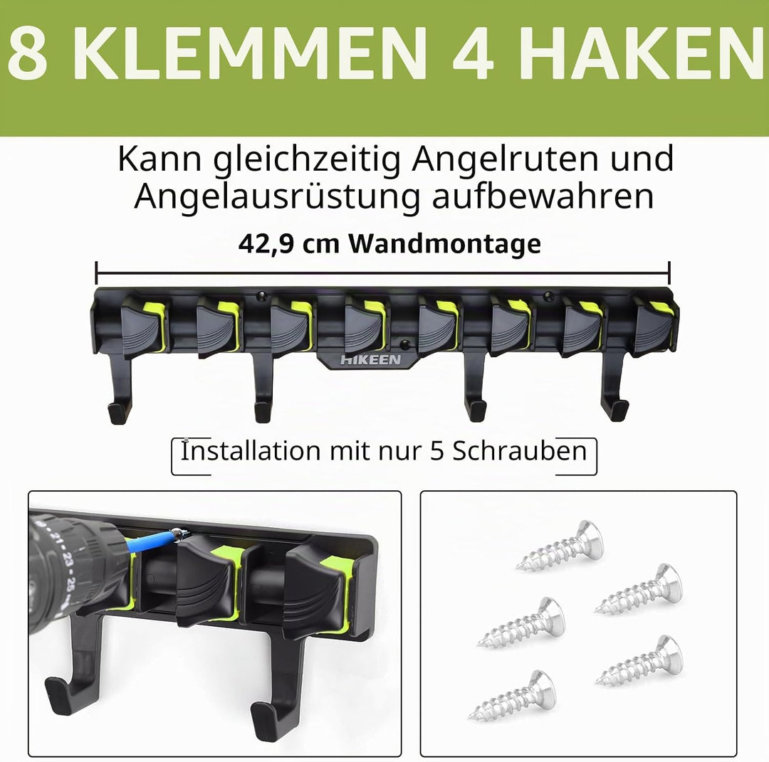 Angelrutenhalter für Garage mit Federgriff Design, Fishing Rod Rack Wand Angel Rutenhalter Vertikale