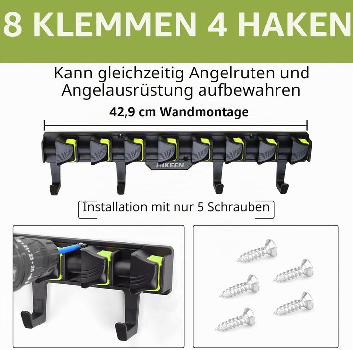 Angelrutenhalter für Garage mit Federgriff Design, Fishing Rod Rack Wand Angel Rutenhalter Vertikale
