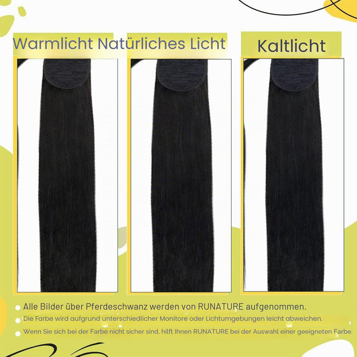 RUNATURE Echthaar Zopf Echte Haare Ponytail Extensions Echthaar Haar Pferdeschwanz Extensions Echtha