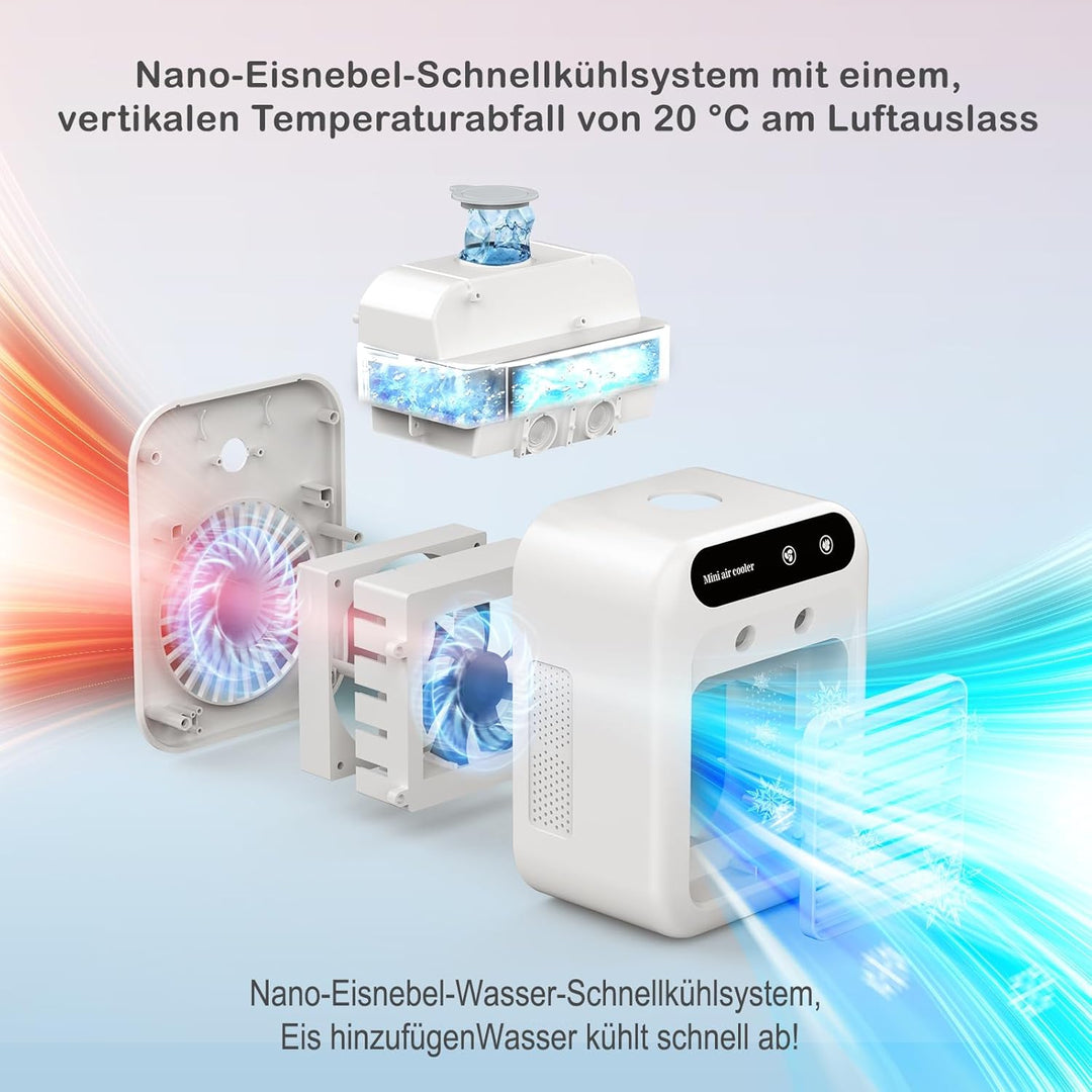 Mobile Klimaanlage, leise Tragbare Klimaanlage, 500ml-Luftkühler, 2 Geschwindigkeitsstufen, 2 Nebelm