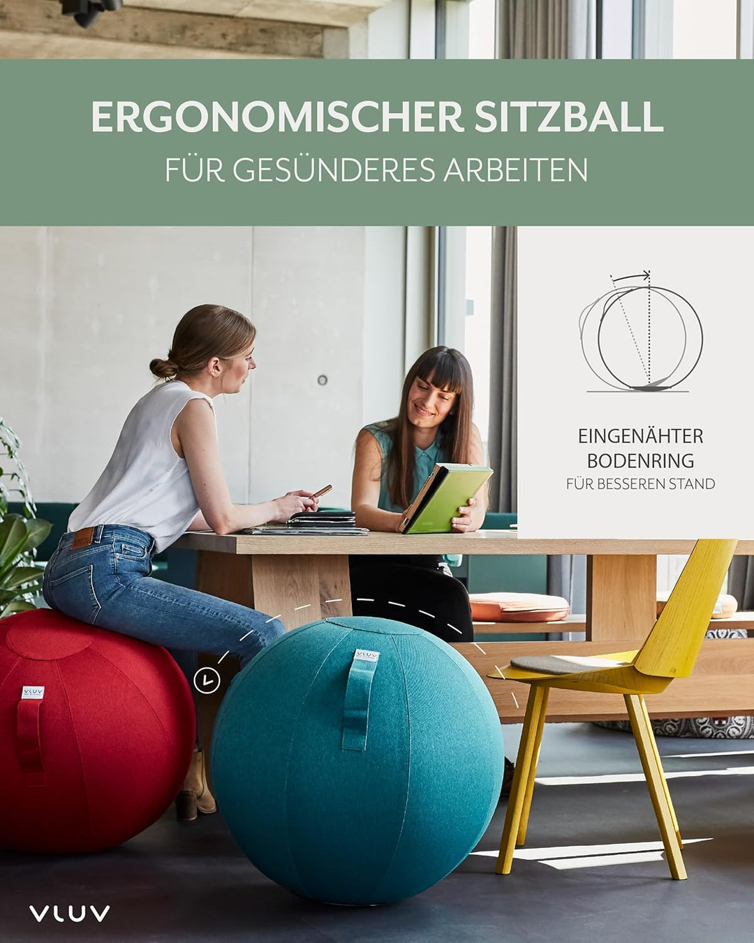 VLUV LEIV Stoff-Sitzball 60cm - 65cm Dark Petrol, 60cm - 65cm Dark Petrol