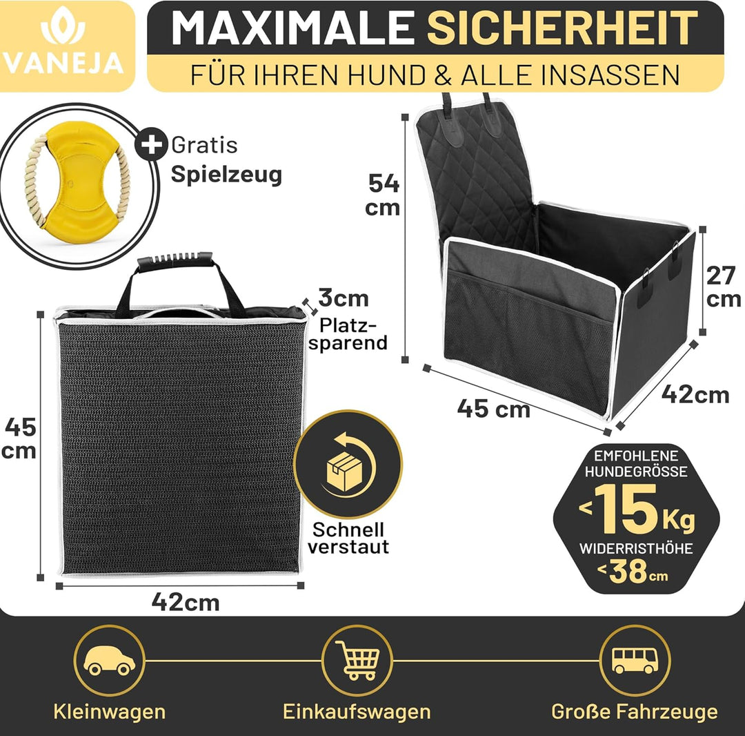 Hundeautositz fürs Auto – Sicher & wasserdicht – TÜV-geprüft – für kleine & mittlere Hunde