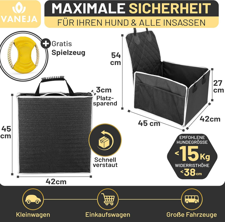 Hundeautositz fürs Auto – Sicher & wasserdicht – TÜV-geprüft – für kleine & mittlere Hunde