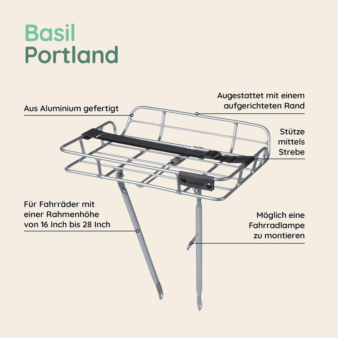 Basil Gepäckträger Basil Portland für VR schwarz, 26?-28? Alu Natural, Alu Natural