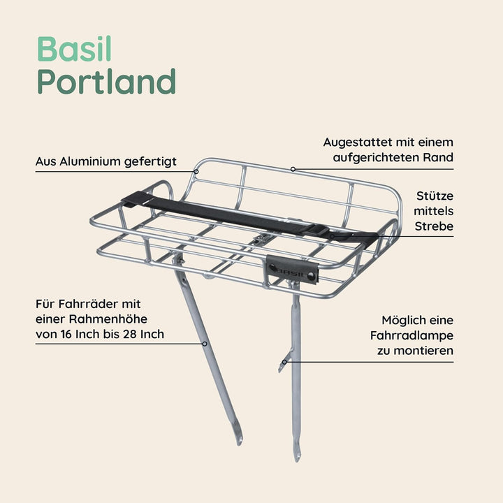 Basil Gepäckträger Basil Portland für VR schwarz, 26?-28? Alu Natural, Alu Natural