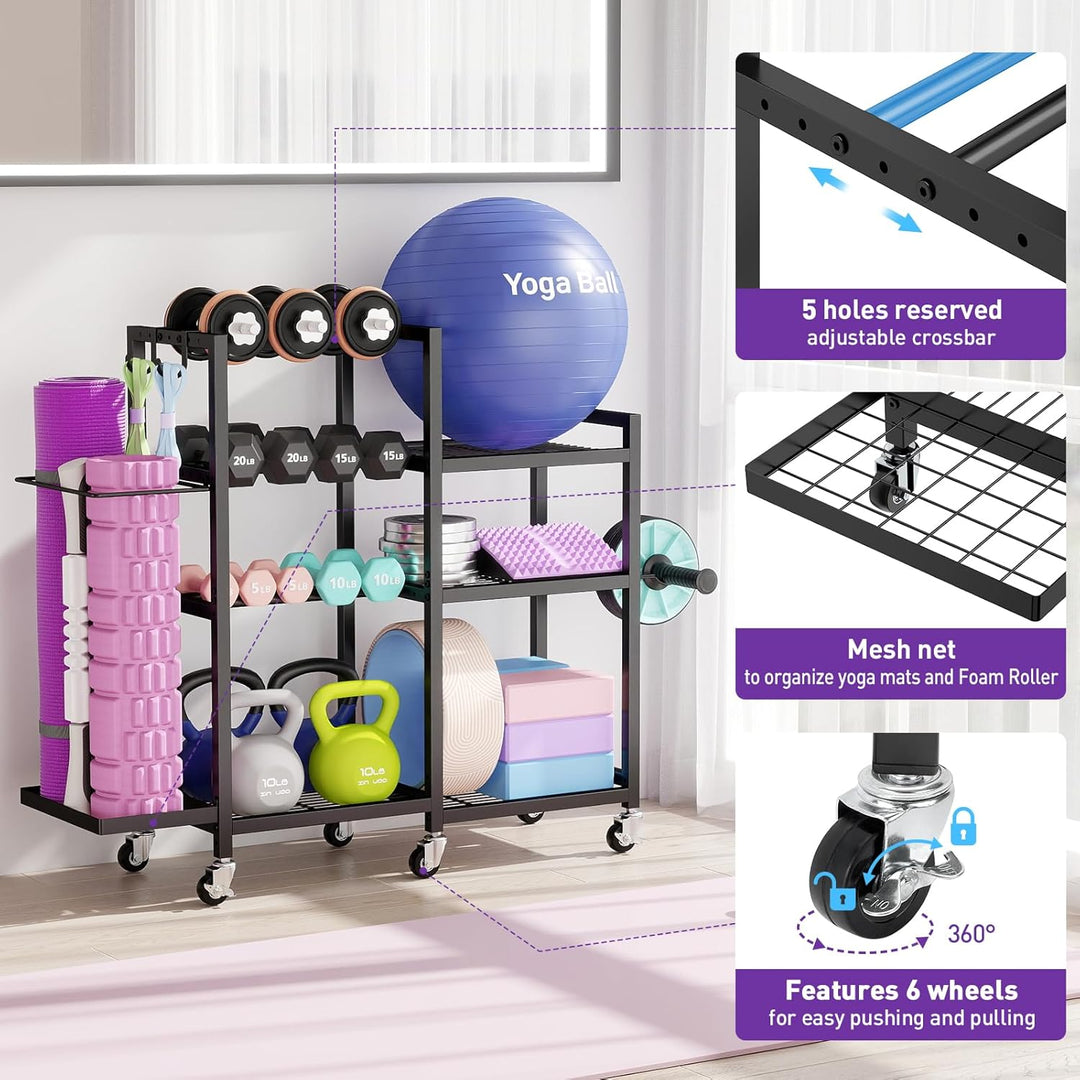7-Stufiger Hantelständer, Multifunktionale Hantelablage, Home Gym Aufbewahrung für Hanteln, Kettlebe