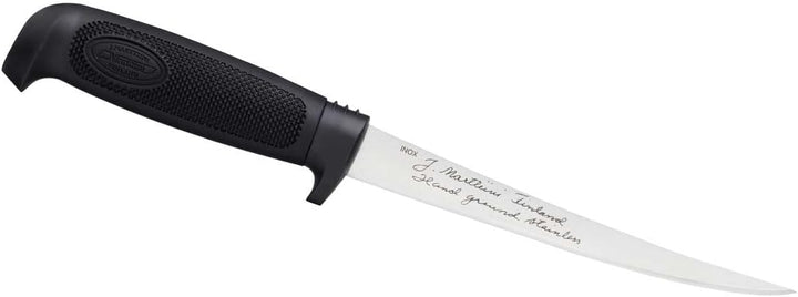 Marttiini Finnisches Filetiermesser, Klinge 15cm, rostfrei, Kunststoff-Scheide Ohne Gravur, Ohne Gra