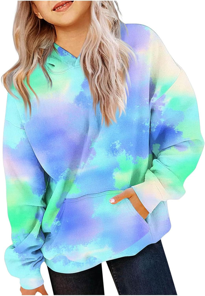 EMATOP Mädchen Batik Hoodie Freizeit Langarm Kapuzenpullover Winter Baumwolle Sweatshirt mit Kapuze