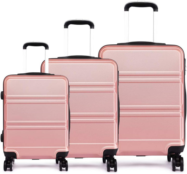 Kono 3er Kofferset PC Hartschalen-Koffer Reisekoffer Trolley Rollkoffer Set Reisekofferset ABS-M/L/X
