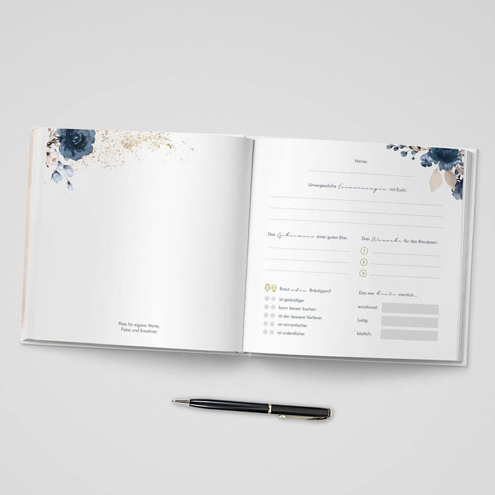 DeinWeddingshop Gästebuch Hochzeit - personalisiert - Hochzeitsgästebuch, Hardcover 21x21 cm (Inhalt