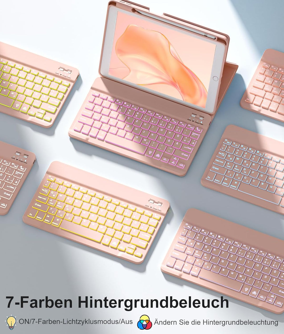 Vobafe Hülle mit Tastatur Kompatibel für iPad 9./ 8. /7. Generation 10.2 Zoll mit Stifthalter, Magne