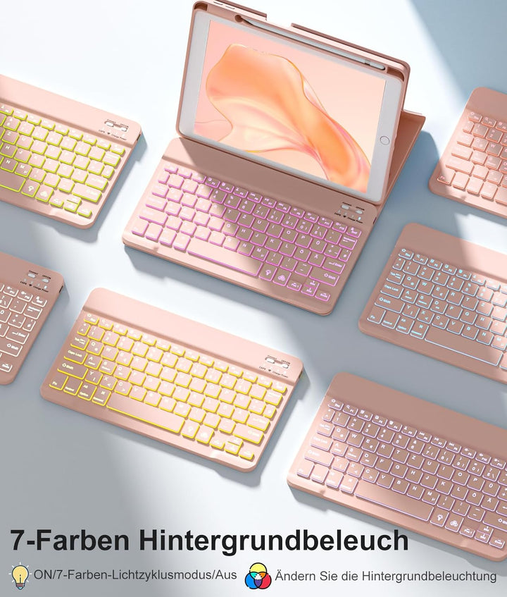 Vobafe Hülle mit Tastatur Kompatibel für iPad 9./ 8. /7. Generation 10.2 Zoll mit Stifthalter, Magne