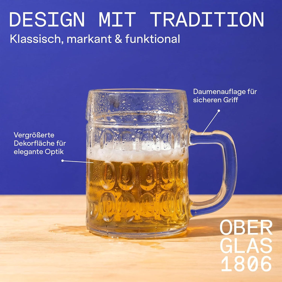Stölzle Lausitz Bierkrug Kaiser / 6er Set Bierkrüge 0,5 Liter/Stabiler Bier Krug/Biergläser 0,5 Lite