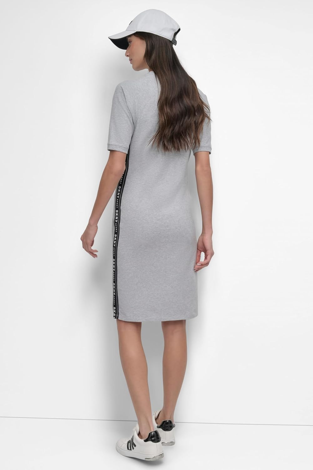 DKNY Damen Dropout Logo Sneaker Dress Lssiges Kleid XS Pearl, XS Pearl