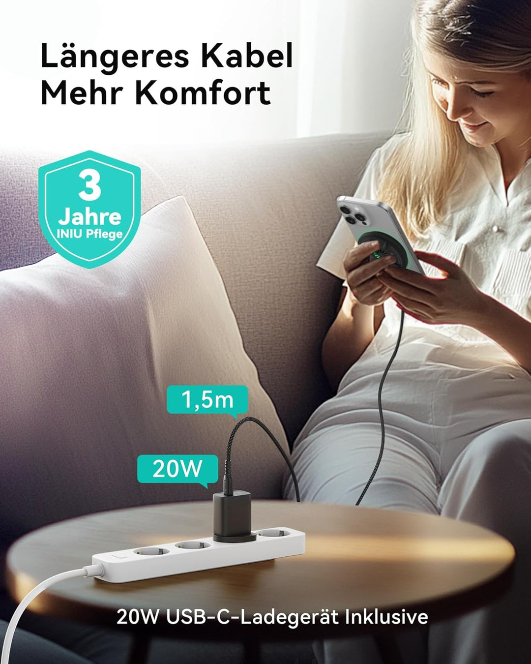 INIU Kompatibel mit Mag-Safe Ladegerät Rosa, 15W Qi2-zertifiziert iPhone Ladestation mit 23-Fin Lüft