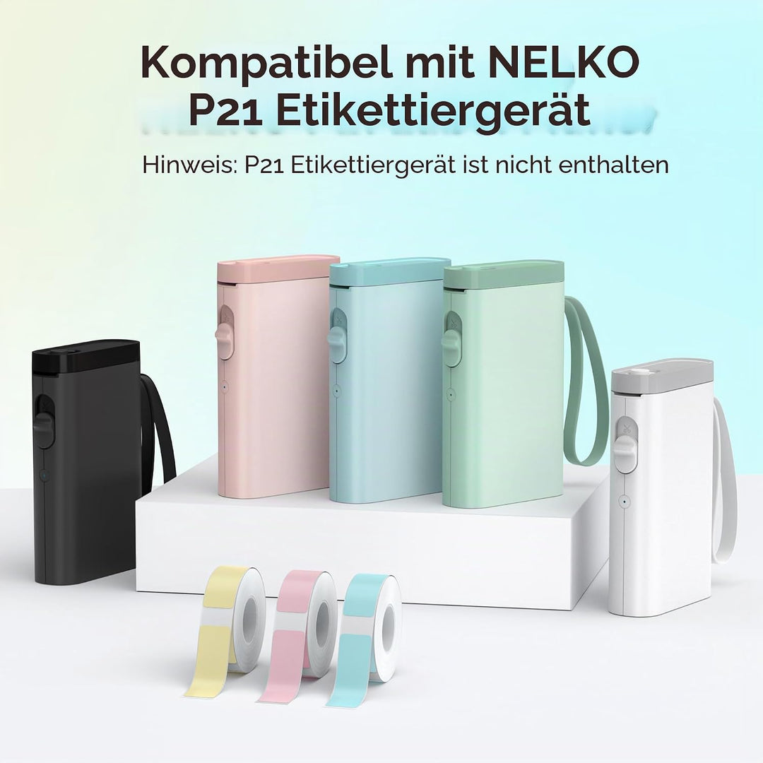 NELKO Original P21 Etikettenband-Ersatz, adaptiertes Etikettendruckpapier, 14 x 40 mm, standard-lami