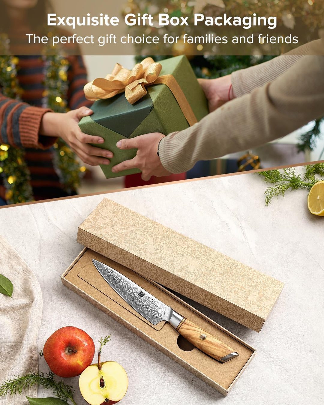 XINZUO Damaststahl Allzweckmesser, 13cm Obstmesser Damaskus 73 Schichten Küchenmesser, Multifunktion