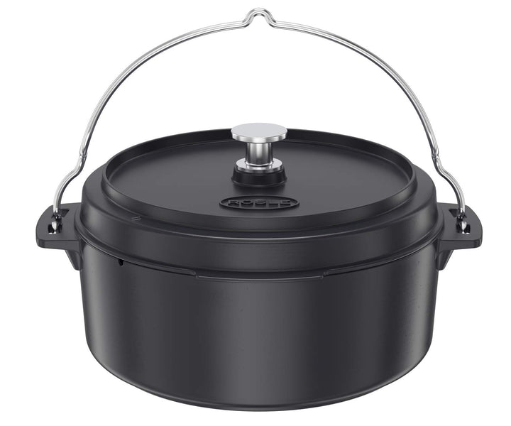 RÖSLE VARIO Dutch Oven, Hochwertiger Dutch Oven aus emailliertem Gusseisen, Deckel als Pfanne einset