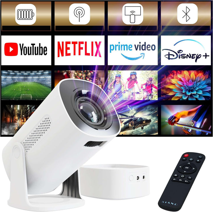 KIANO Vision Smart-Projektor in Reisegrösse – Tragbarer Mini-HD-Projektor mit WLAN, Bluetooth, Integ