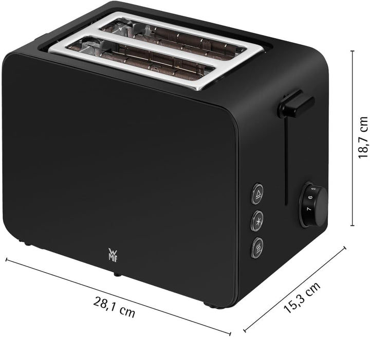 WMF Stelio Toaster 2 Scheiben Edelstahl, Doppelschlitz Toaster mit Brötchenaufsatz, Bagel-Funktion,