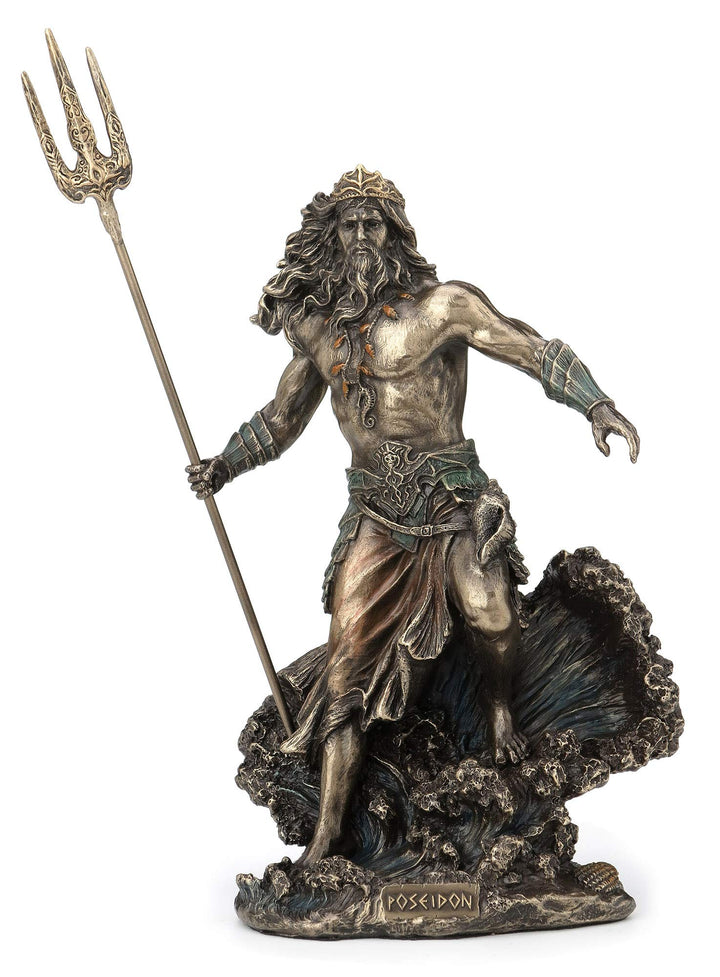Veronese Design Harz Statuen Griechische Gott Poseidon stehend über abstürzen Wellen Statue 15,2 x 2