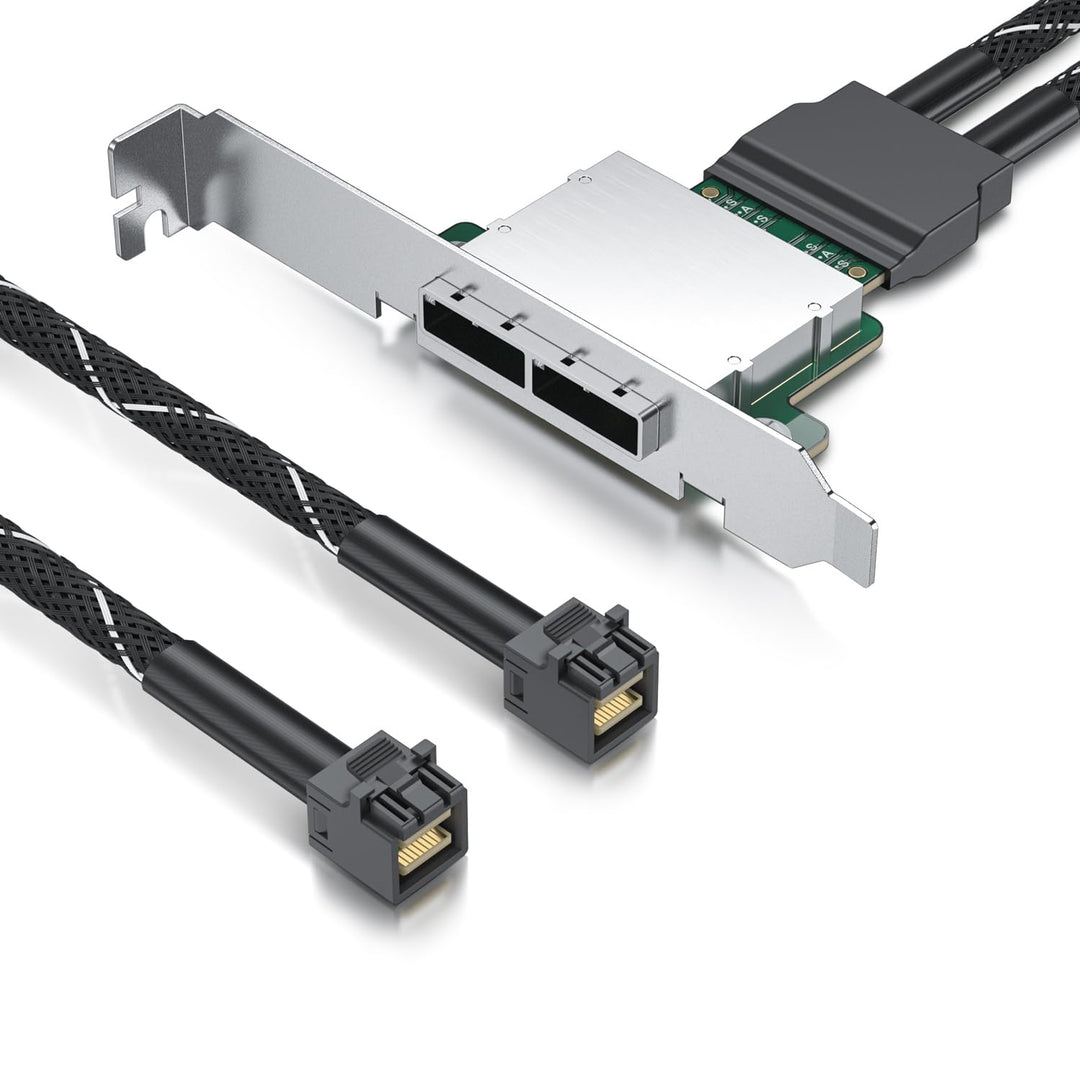 10Gtek MiniSAS HD SFF-8643 to SFF-8088 Dual-Channel Adapter Cable, 12Gbps/6Gbps SAS 3.0/2.0, 30AWG f