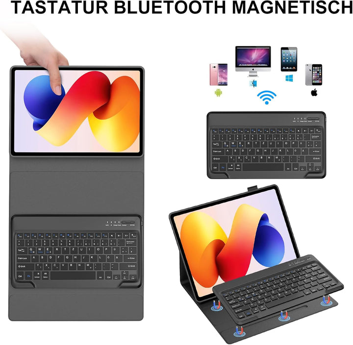 WINCHKING Hülle Mit Tastatur Für Xiaomi Redmi Pad 2 Pro 12.1 Zoll/Redmi Pad Pro 12.1” 2024, Hülle Ta