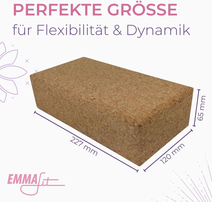 EMMAfit Kork Yoga Block Klassik I hochwertiger Yogablock aus Kork für Yoga-Übungen I hygienisch &amp; um