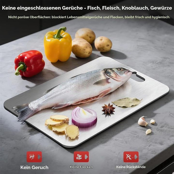 3 Stück Verdickt Titan Schneidebrett, S316 Edelstahl Titanium Cutting Board, Doppelseitiges Lebensmi