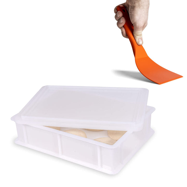 FUMOSA ital. Pizzaballen-Box Set »Home« (40x30x10) + flexibler Teigspachtel | Teigwanne Gärbox Teigb