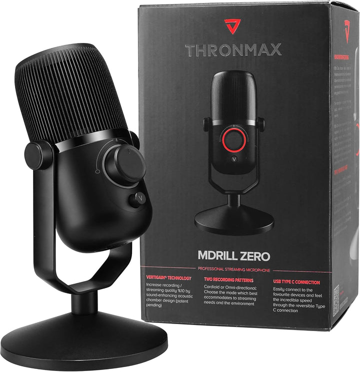Thronmax Mdrill Zero (M4) Kondensator Mikrofon (Schwarz) für professionelle HD Aufnahmen (48kHz) in
