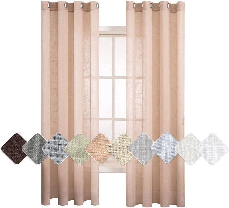 MIULEE 2er Set Voile Vorhang Sheer Leinenvorhang mit Ösen Transparente Leinen Optik Gardine Ösenscha