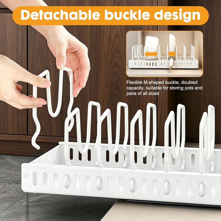RANJIMA Topfdeckel Organizer, Ausziehbare Topfdeckel Organizer mit 8 Verstellbaren Fächern, Kitchen
