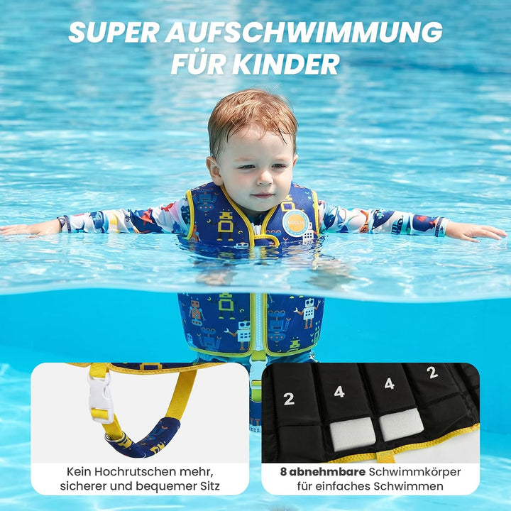 Boglia Kinder-Schwimmweste, Schwimmhilfe für Kleinkinder zum Schwimmenlernen, ultraweiche Neoprenjac