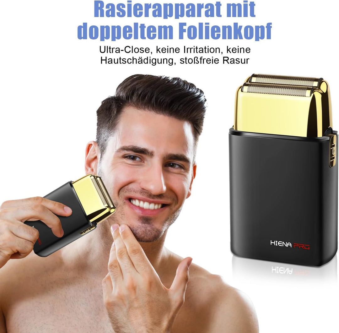 HIENA PRO folienrasierer herren,rasierer elektrisch Zero Gap skin Kabelloser,wiederaufladbarer Reise