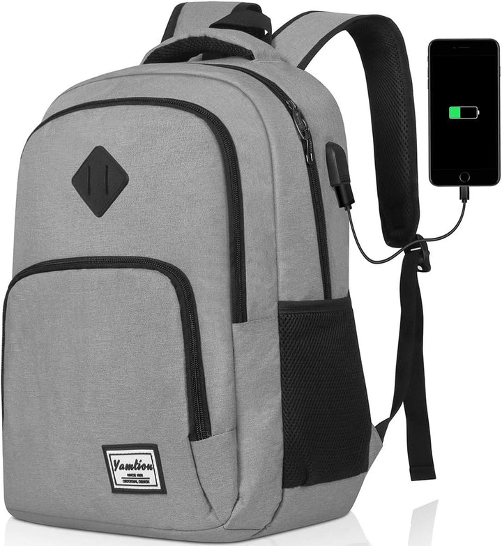 YAMTION Rucksack Laptop Rucksack Studenten Herren Rucksack Daypack mit USB-Ladeanschluss für Schule