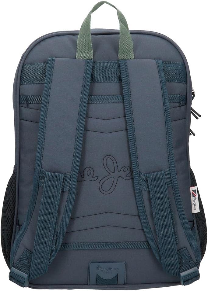 Pepe Jeans Tom Schulrucksack mit Zwei Fächern Blau Rucksack 40, Rucksack 40