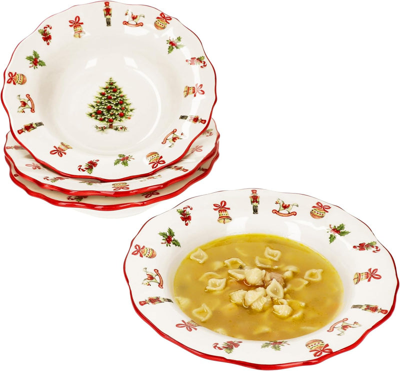 MamboCat Maestro Natale 4er Set Suppenteller I 350ml I Tiefe italienische Keramik-Teller für 4 Perso