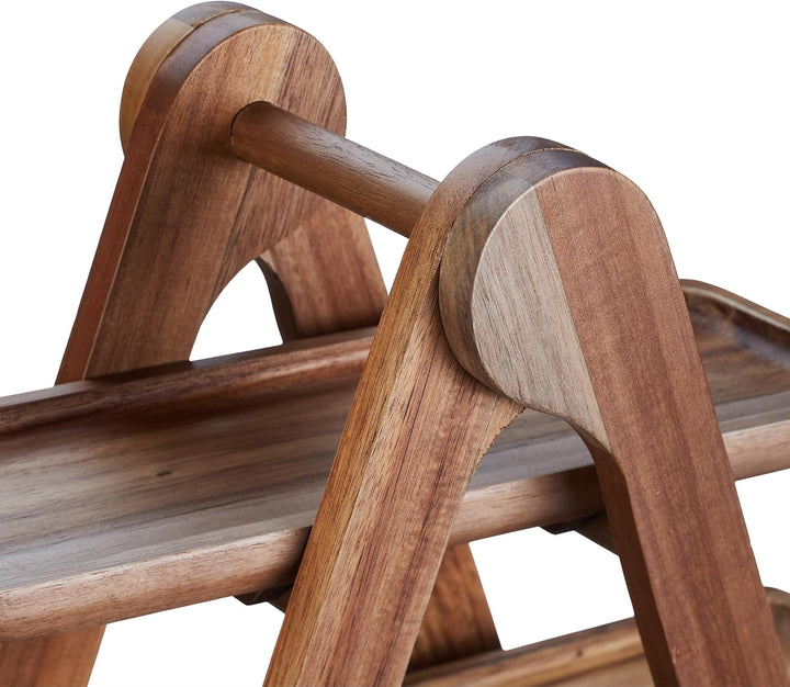 Relaxdays Etagere, 3 Etagen, Akazienholz, klappbares Gestell, HxBxT: 38 x 41 x 15 cm, rustikaler Ser