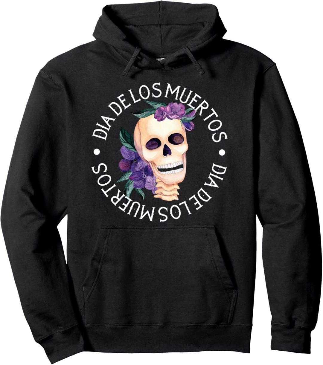 Dia de Los Muertos Skull woman with flowers Pullover Hoodie