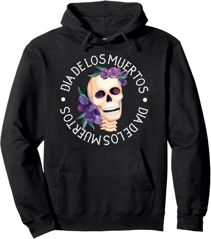 Dia de Los Muertos Skull woman with flowers Pullover Hoodie