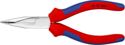 Knipex Flachrundzange mit Schneide (Radiozange) verchromt, mit Mehrkomponenten-Hüllen 160 mm 25 25 1