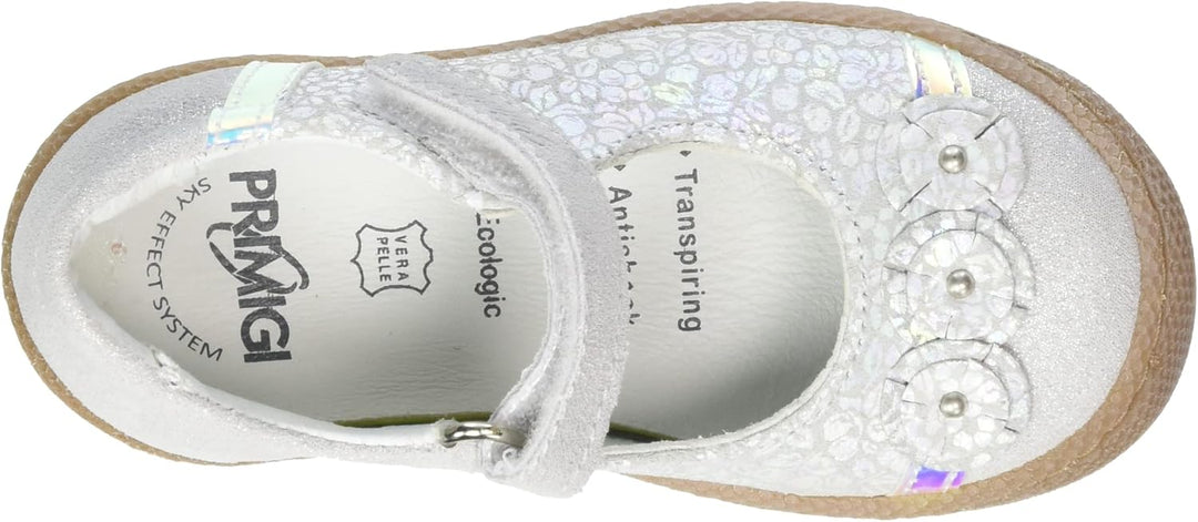 PRIMIGI Mädchen Sport TRE.femm. Mary Jane Schuh 24 EU Weiss Iridescent Silber, 24 EU Weiss Iridescen