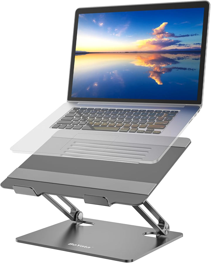 BoYata Laptop Ständer, Mehrwinke mit Lüftungsschlitzen, Verstellbarer Notebook Ständer, Kompatibel f